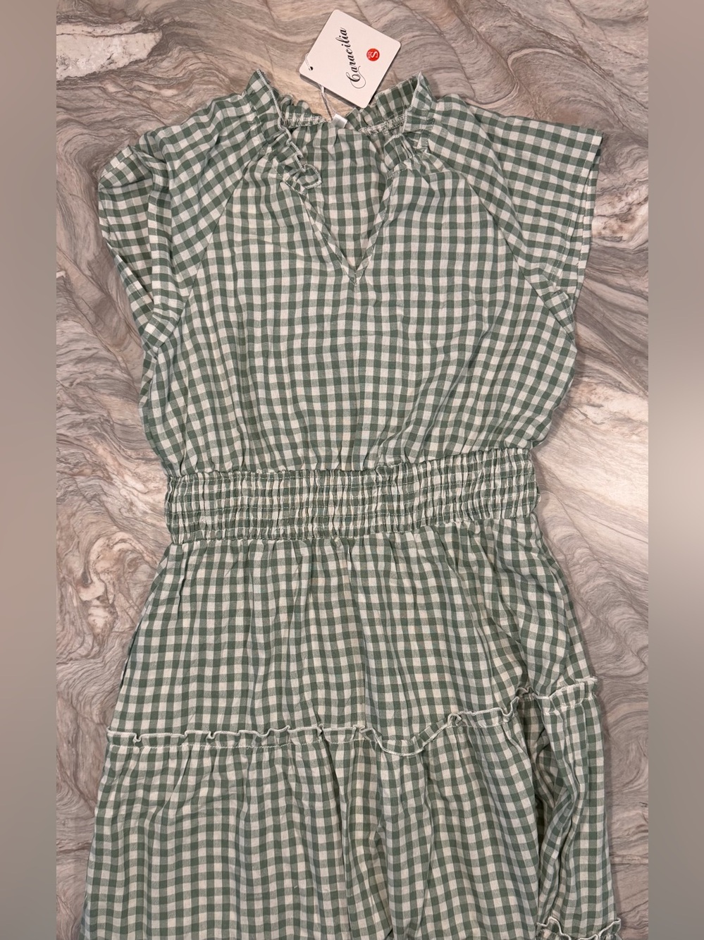 Women’s Caracalilia Green Gingham Tiered Skirt - Picture 3 of 5